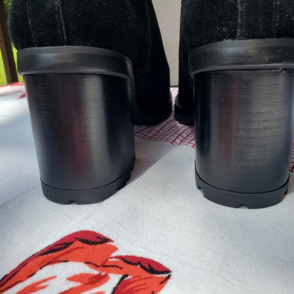 Franco Sarto Black Leather Suede Ankle Boot - Picture 11 of 12